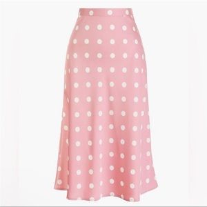 J. Crew Factory Pink and White Polka Dot Skirt